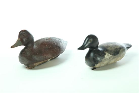 Appraisal: TWO DECOYS American st half- th century carved wood Redhead