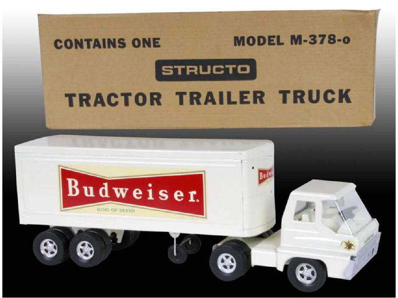 Appraisal: Rare Pressed Steel Structo Budweiser Tractor Trail Description '' L