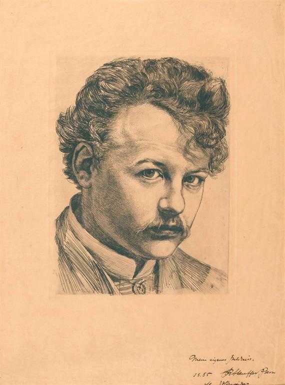 Appraisal: STAUFFER BERN KARL Trubschachen - Florence Self portrait Etching Inscribed