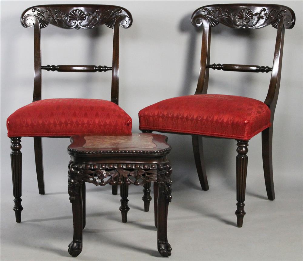 Appraisal: PAIR OF CLASSICAL STYLE CARVED MAHOGANY SIDE CHAIRS AND CARVED