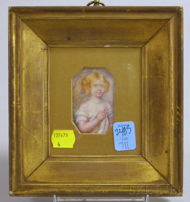 Appraisal: Framed Miniature Painted Portrait on Ivory of a Blond Girl