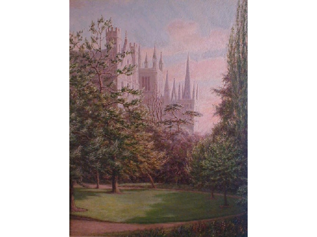 Appraisal: Ernest Costin Cathedral and grounds oil on board x in