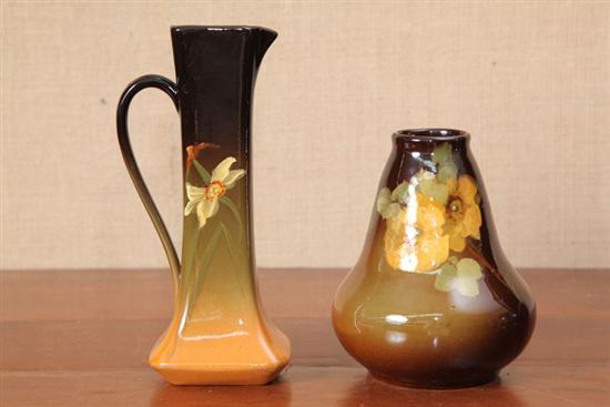 Appraisal: TWO PIECES OHIO ART POTTERY A marked Weller Louwelsa pitcher