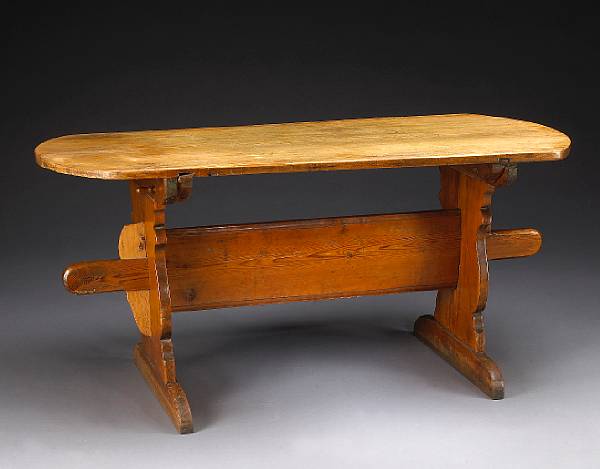 Appraisal: An American pine trestle table New England th century height