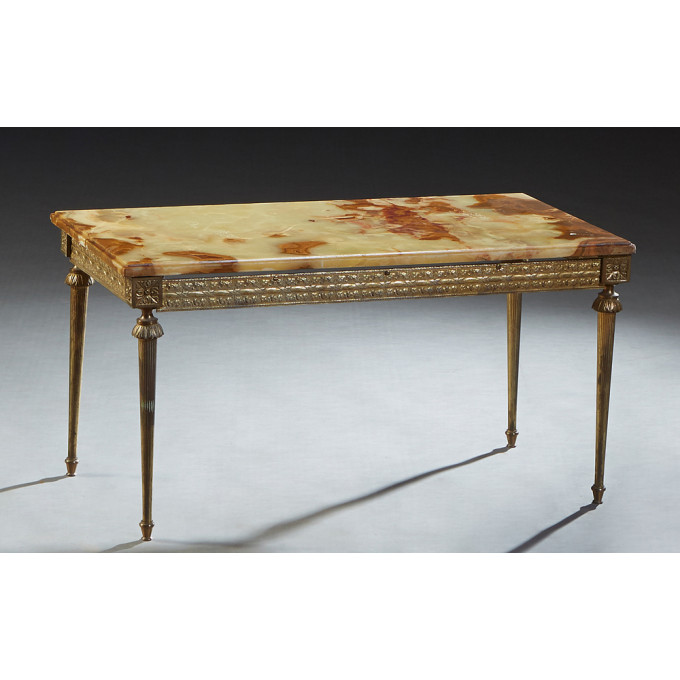 Appraisal: French Louis XVI Style Onyx Brass and Iron Coffee Table