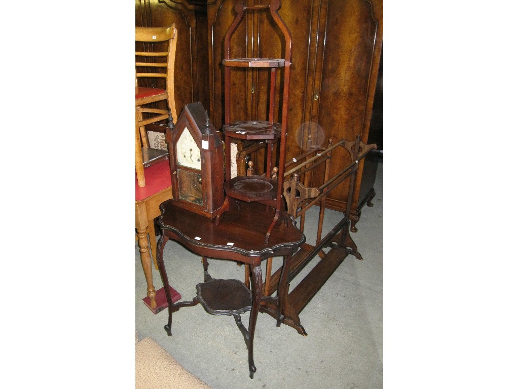 Appraisal: Lot comprising cakestand clock and an occasional table