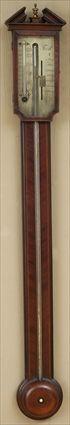 Appraisal: GEORGE III MAHOGANY STICK BAROMETER Signed Ab M Smith the