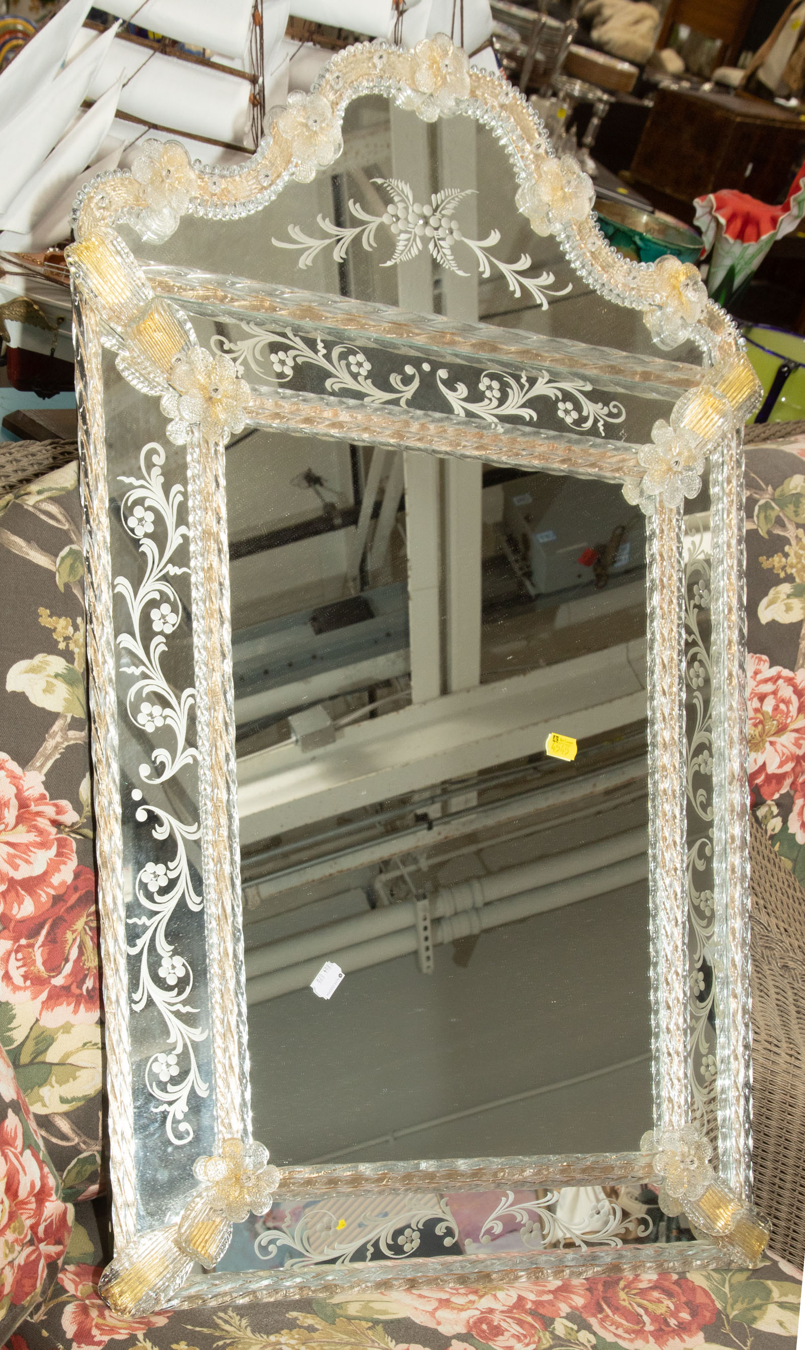 Appraisal: MIRROR IN VENETIAN STYLE MIRRORED GLASS FRAME th century x