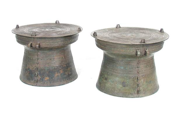 Appraisal: A pair of Asian bronze rain drums height in diameter