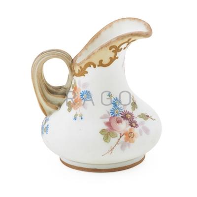 Appraisal: CROWN MILANO CREAMER Hand-painted floral decoration applied handle late th