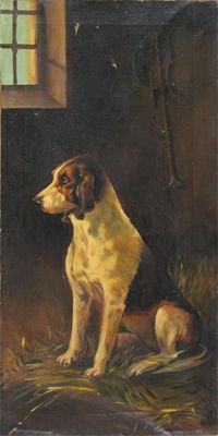 Appraisal: M T English th Century Hound in a stable Signed