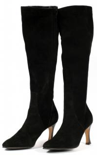 Appraisal: SESTO MEUCCI BLACK SUEDE HIGH HEELED BOOTS SESTO MEUCCI BLACK