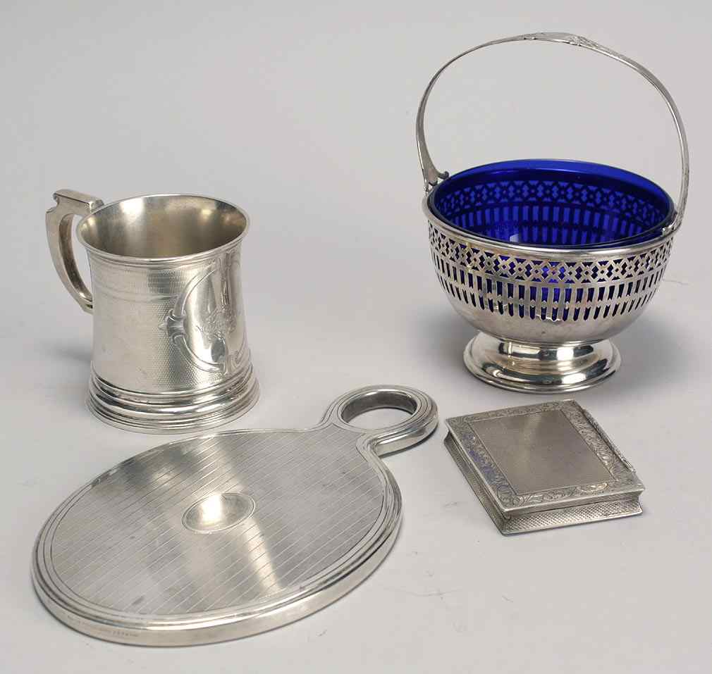 Appraisal: FOUR AMERICAN AND CONTINENTAL SILVER PIECESTiffany sterling silver hand mirror