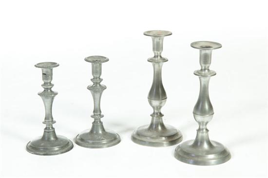 Appraisal: TWO PAIR OF PEWTER CANDLESTICKS American mid th century Pictured