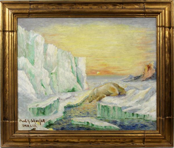 Appraisal: Framed painting Capt Paul Scheafer iceberg and polar bear o