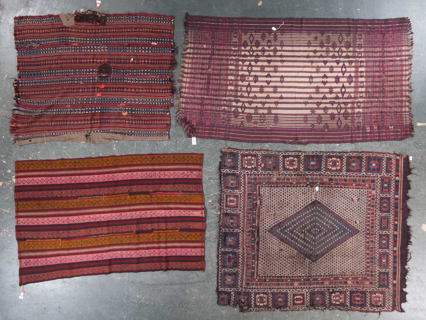 Appraisal: Four Semi-antique Turkish Flat Weaves Turkey circa Flat Weave approx