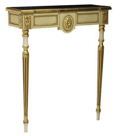 Appraisal: Belgian Louis XVI style parcel gilt and painted wall-mounted console