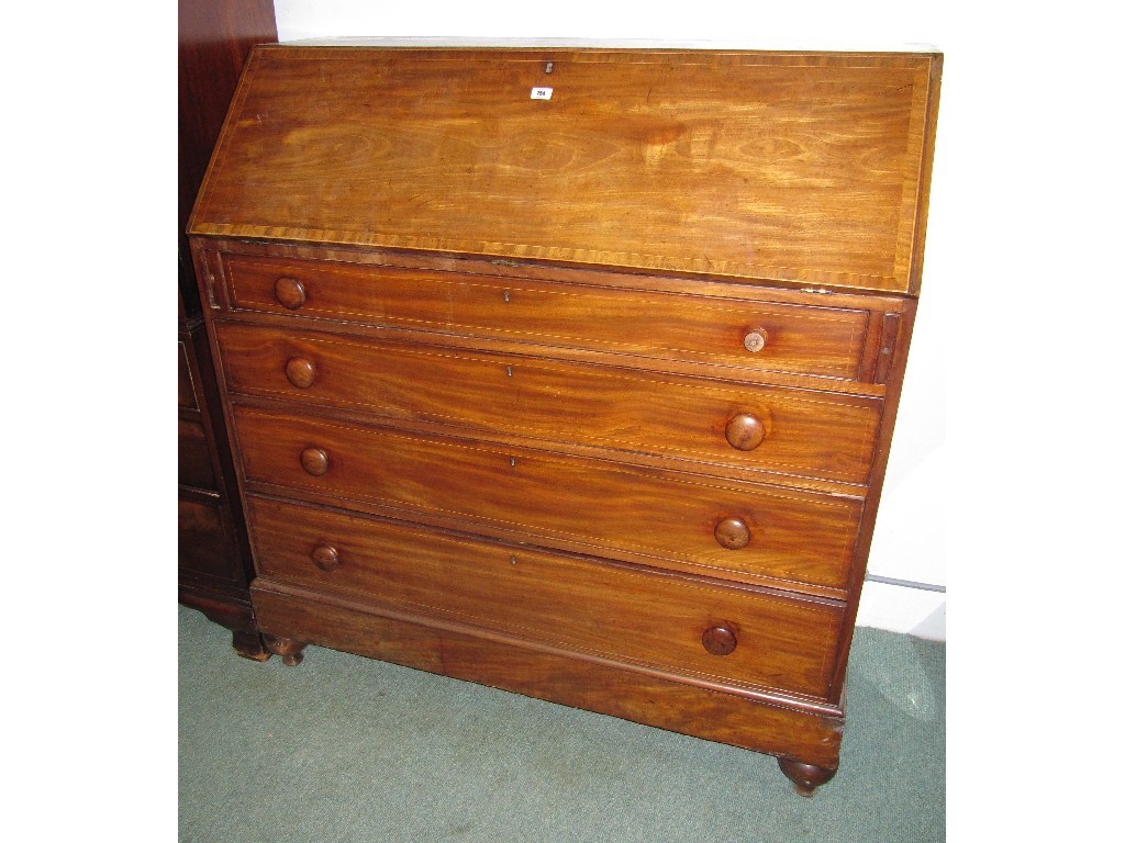 Appraisal: Large mahogany slopefront writing bureau