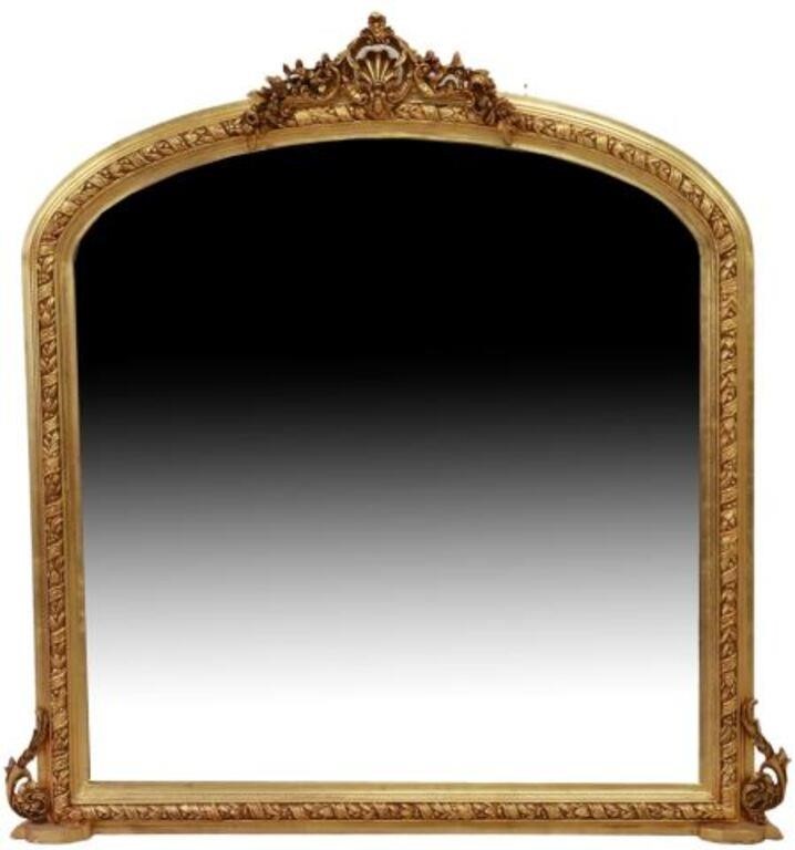 Appraisal: French style gilt and composition mirror th c having shell