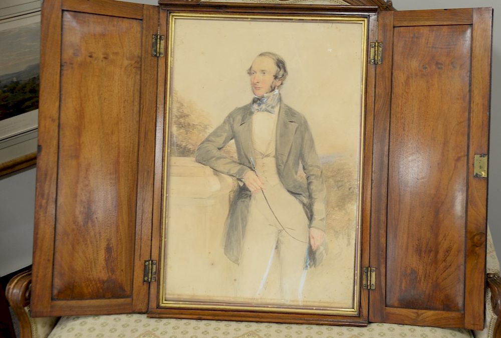 Appraisal: Mrs Heinz Great Grandfather watercolor with white highlights unsigned woodhouse