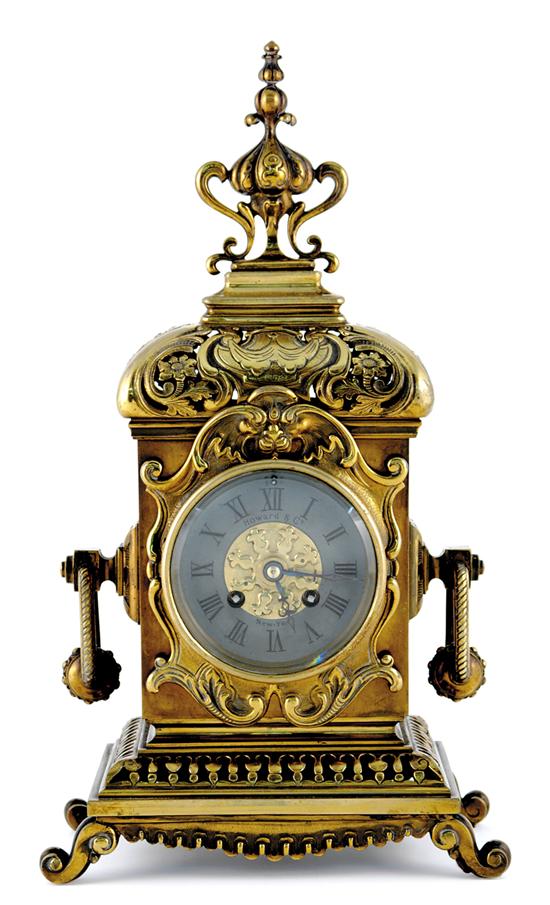 Appraisal: French brass mantel clock for Howard Co Japy Freres circa