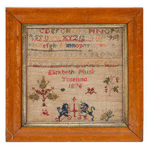 Appraisal: Four English Needlework Embroidered Pictorial Schoolgirl's Samplers th Century Largest