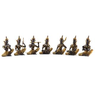 Appraisal: Grouping of Seven Thai Bronze Gilt Painted Seated Music Players