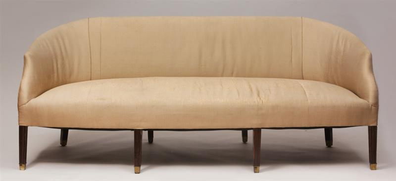 Appraisal: George III Style Mahogany Settee Fitted with brass sabots x