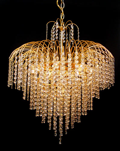 Appraisal: PLC LIGHTING ''RAINDROPS'' CRYSTAL AND BRASS CHANDELIER Measures approx ''