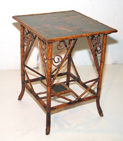 Appraisal: A Victorian chinoiserie decorated bamboo table last quarter th century