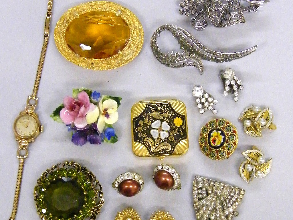 Appraisal: Small box of costume jewellery including a lady's Marvin ct