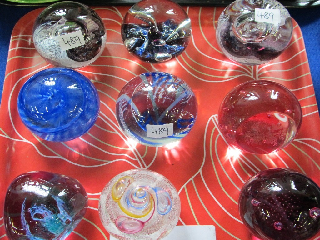 Appraisal: Nine various Caithness paperweights including Swirley Whirly Sand Dancers Extravaganza