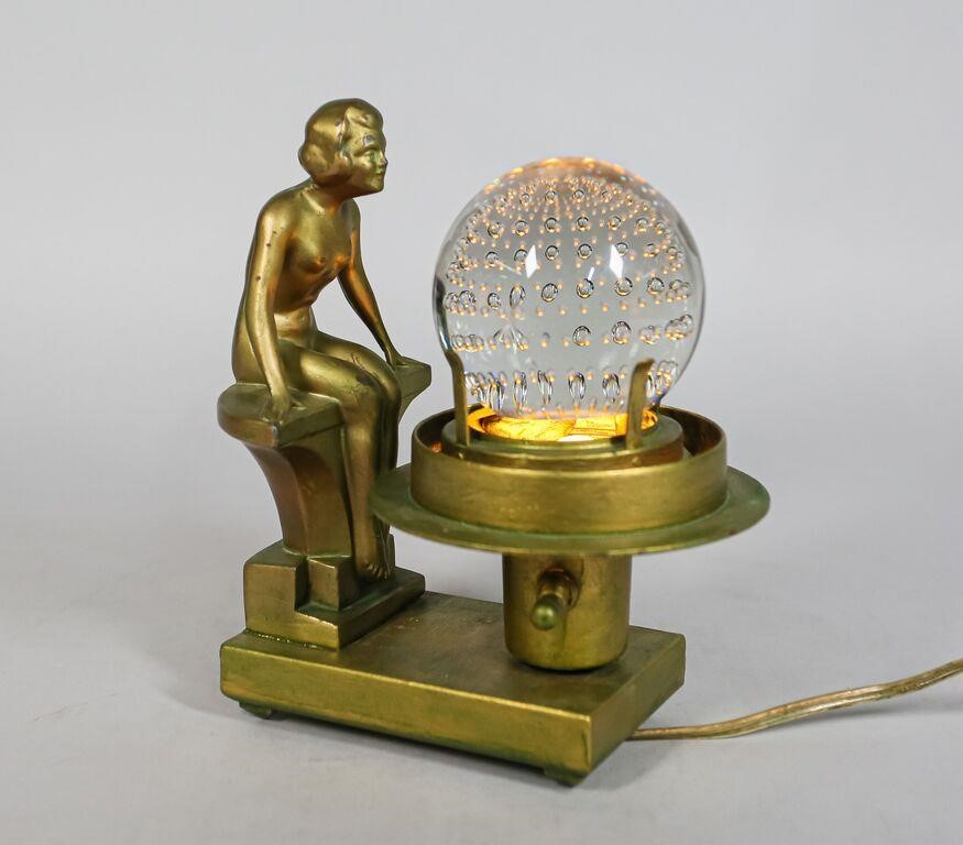 Appraisal: ART DECO NUART LAMP WITH CONTROL BUBBLE GLASSArt Deco Nuart