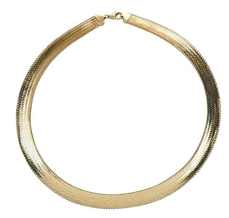 Appraisal: kt Necklace woven Omega style stamped K Italy yellow gold