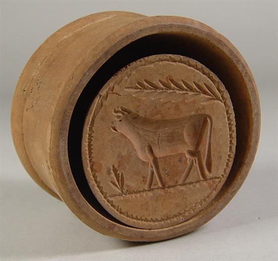 Appraisal: Wooden Butter Mold with Cow Circa Tulipwood mold with cow