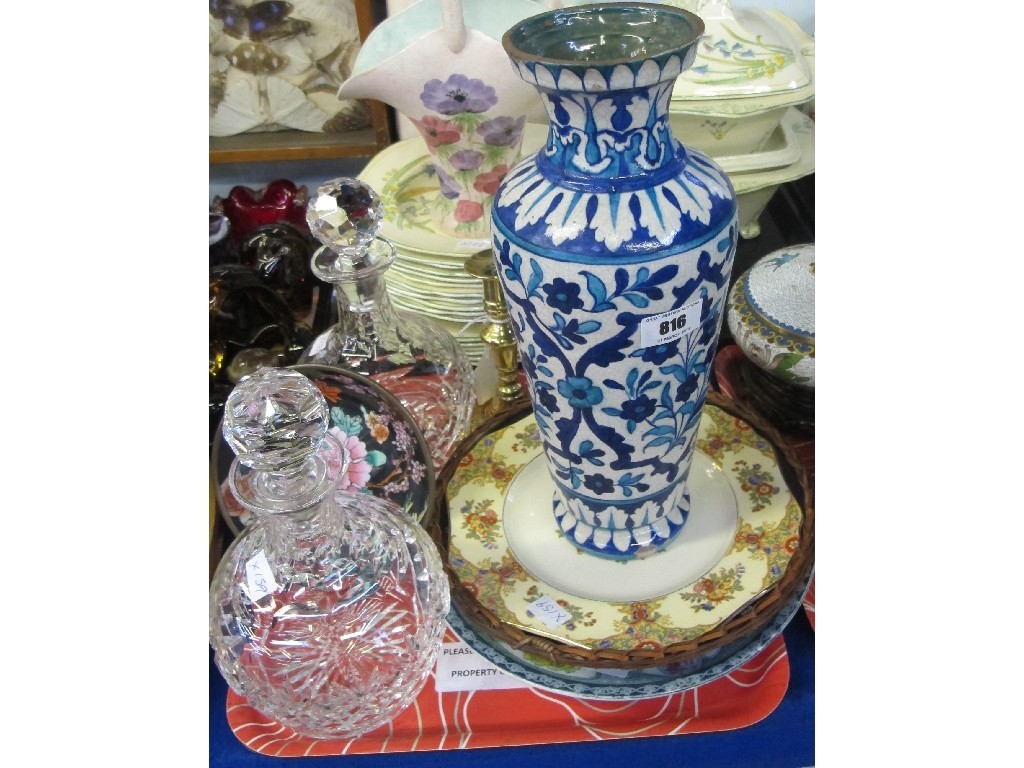 Appraisal: Persian pottery vase pair of decanters etc