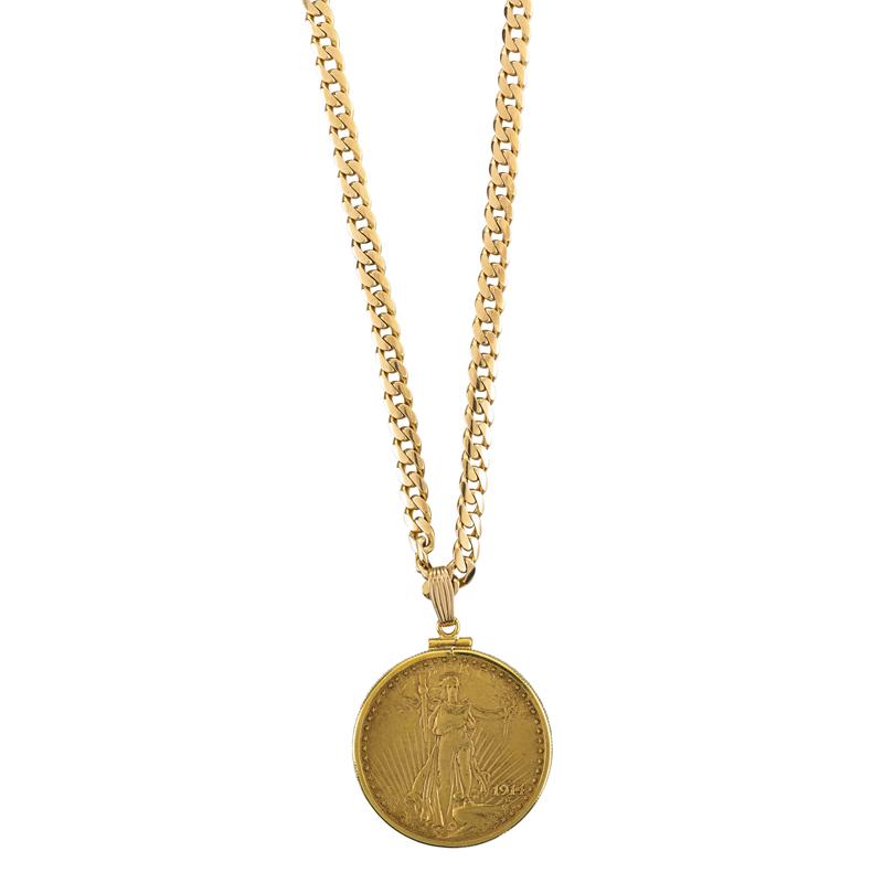 Appraisal: SAINT GAUDENS DOUBLE EAGLE GOLD COIN NECKLACE Condition Report