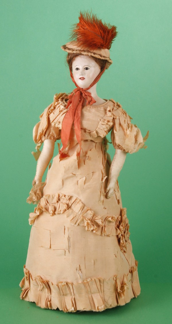 Appraisal: Unmarked French papier mache fashion type lady with black pupilless