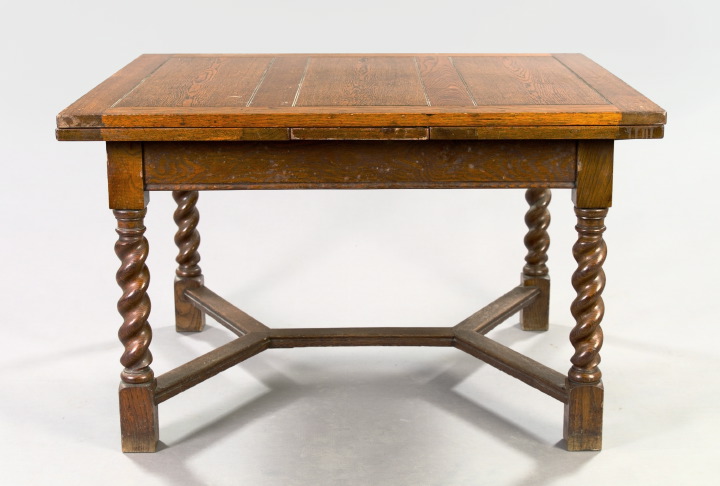 Appraisal: English Oak Barley-Twist Refectory Table ca the framed and paneled