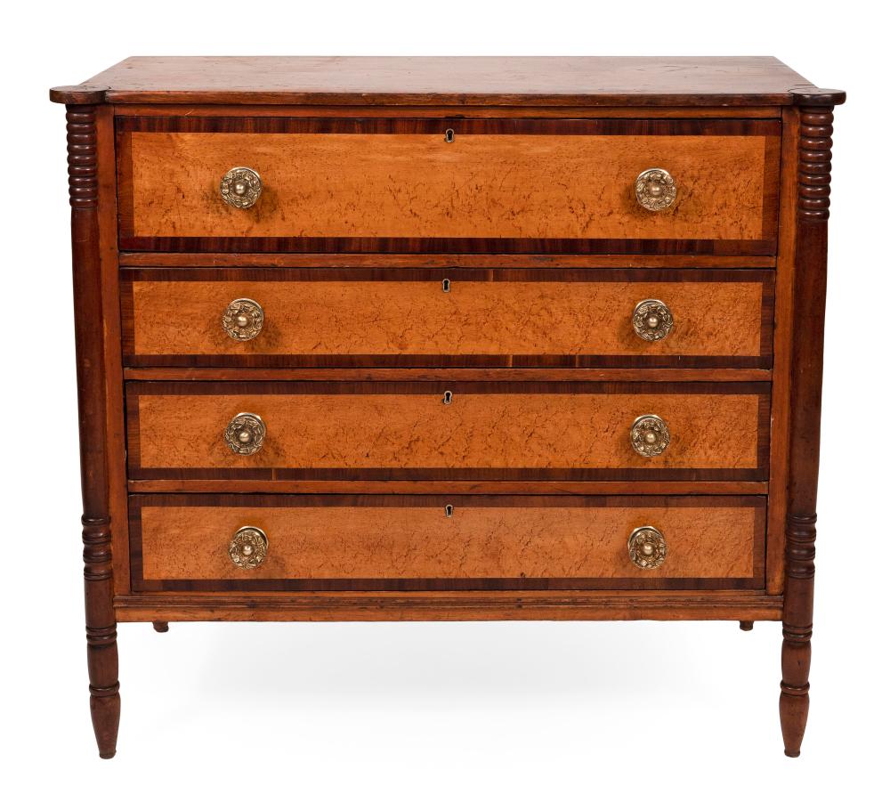 Appraisal: SHERATON FOUR-DRAWER CHEST AMERICA EARLY TH CENTURY HEIGHT WIDTH DEPTH