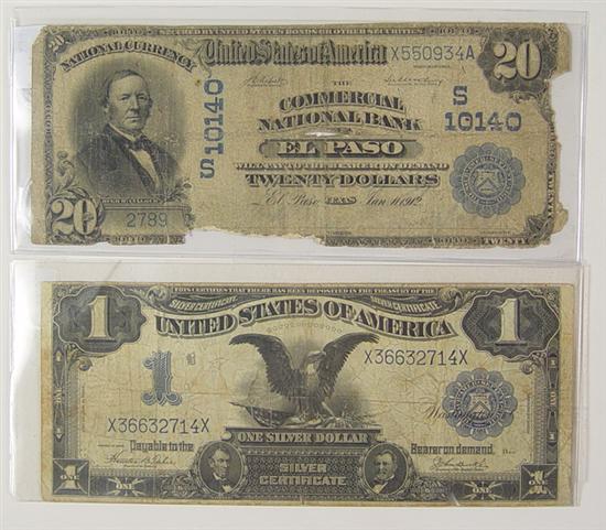 Appraisal: Two Large Notes Black Eagle Silver Certificate date right -