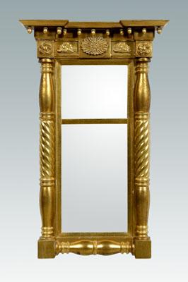 Appraisal: Federal gilt wood mirror molded top with acorn drops and