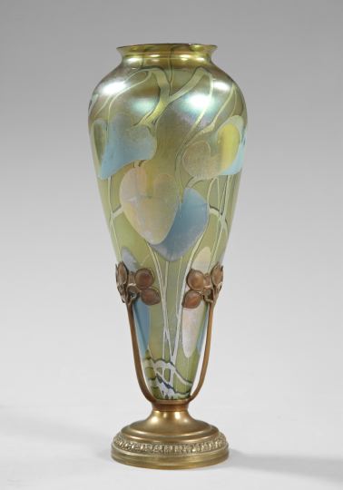 Appraisal: Louis Comfort Tiffany - a fine tall iridescent green Favrile