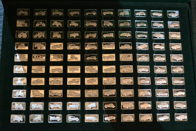 Appraisal: A boxed silver miniature collectionof Greatest Cars by John Pinches