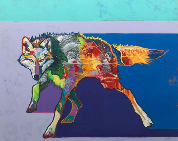 Appraisal: JOHN NIETO NATIVE AMERICAN - x Gray Wolf Screenprint on