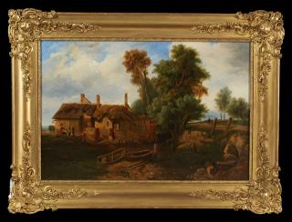 Appraisal: French School Country Landscape with Houses by t French School