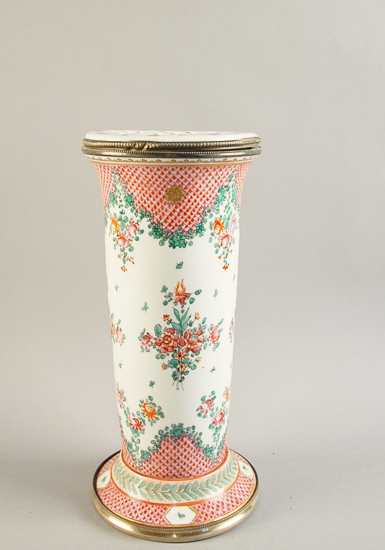 Appraisal: A Sampson Tall Lidded Vase with Flower Frog Top with