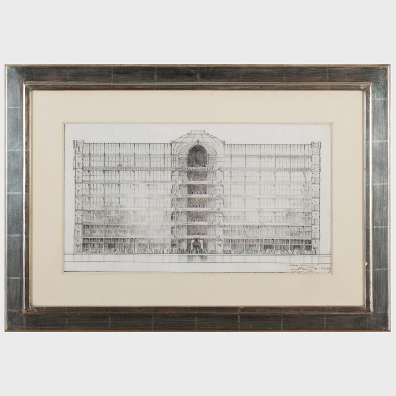 Appraisal: William Wilson Wurster A Shopping Center Ink and colored pencil