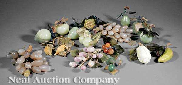 Appraisal: A Group of Chinese Carved Hardstone Fruit consisting of finger