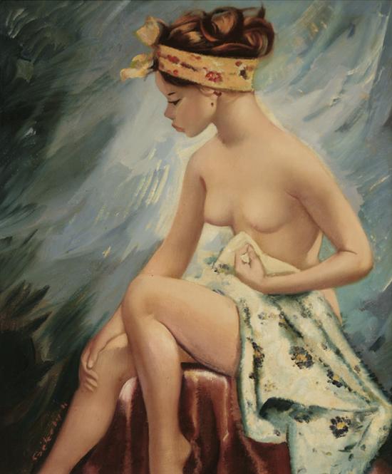 Appraisal: Alexander Szekely Hungarian - Female Nude with Colorful Headband Signed